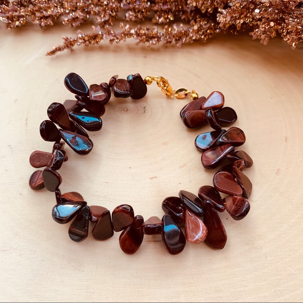 Tiger eye gemstone Unique Handmade Gold Bracelet